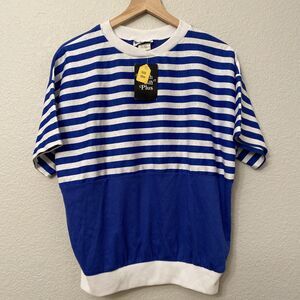 Booth Bay Plus Vintage Shirt Womens Blue White Stripes Size 18W